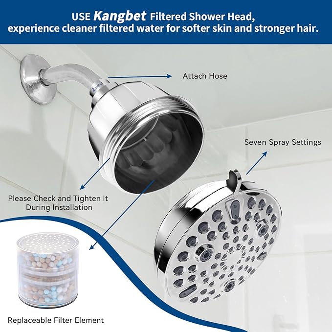 Filtered Shower Head, Water Softener Shower Head with Filter for Hard Water | High Pressure Filtered Head for Healthier Hair Skin Reduce Hair Shedding, Protect Colored Hair, Soothe Dry Skin