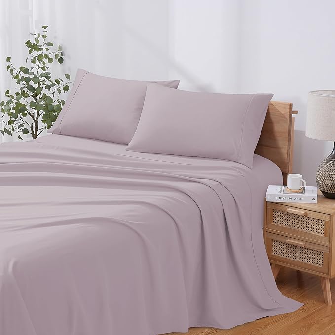 Modern Threads Soft Microfiber Solid Sheets - Luxurious Microfiber Bed Sheets - Includes Flat Sheet, Fitted Sheet with Deep Pockets, & Pillowcases Dusty Mauve King