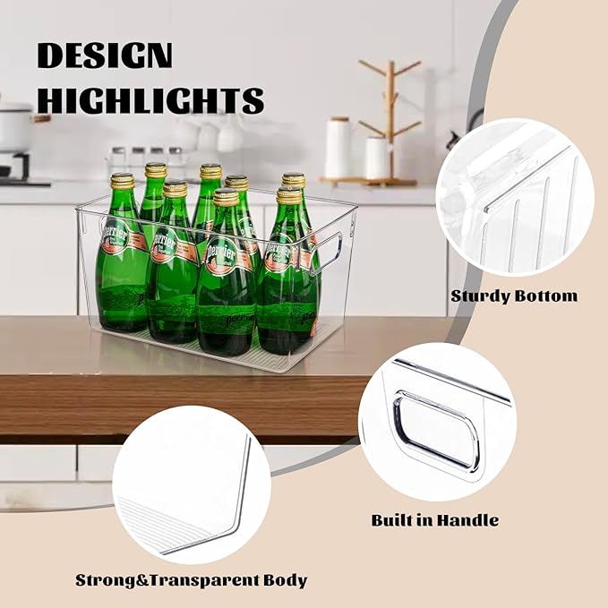 Joymeezo Clear Plastic Storage Bins-6 Pack Large Pantry Organizers and Storage Containers for Kitchen, Bathroom, Under-Sink, Office, Closet, Garage, Freezer and Snack