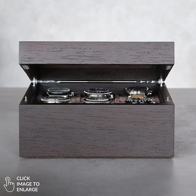 TAWBURY Wooden Watch Box for Men – 6 Watch Box Wood | Wooden Mens Watch Box Rustic | 6 Watch Case for Women & Men | Watch Collection Box for Men | Wrist Watch Storage Case for Men Wood