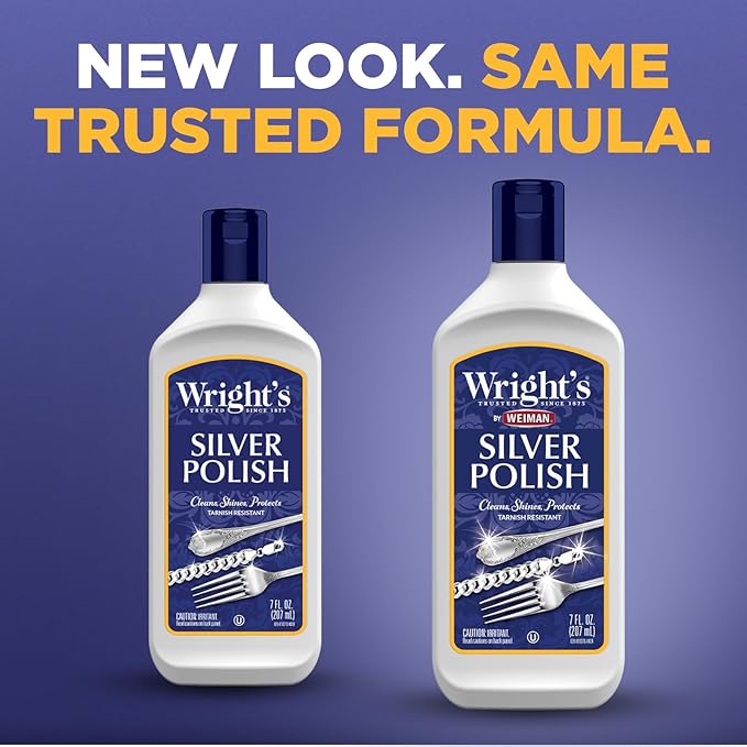 Wright's Silver Cleaner and Polish - 7 Ounce (2 Pack) Ammonia-Free - Use on Silver, Jewelry, Antique Silver