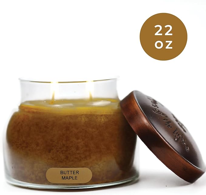 A Cheerful Giver - Butter Maple Mama Scented Glass Jar Candle (22oz) with Lid & True to Life Fragrance Made in USA