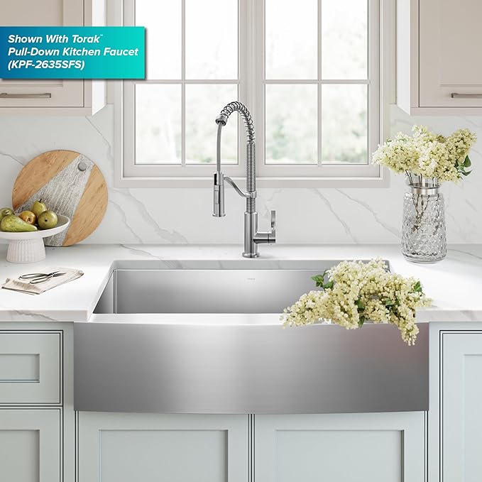 Kraus KHF200-36 Standart PRO Kitchen Stainless Steel Sink, 36 Inch Round Apron Single Bowl
