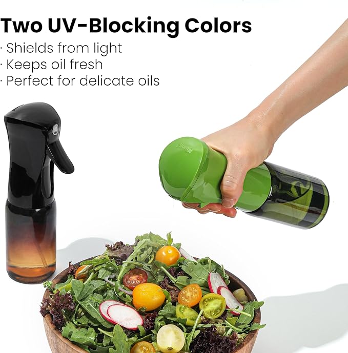 Mistifi Premium Oil Sprayer – Dark Glass Bottle for Cooking, Air Fryer & Salad – Fine Mist, Easy Press – Abyss/Olive Brown