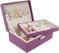 Homeanda Jewelry box 2 layer Jewelry box Leather Jewelry boxes for Women Girls Teens Jewelry organizer box Jewelry Storage box with lock(Purple)