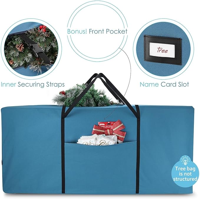 Hearth & Harbor 7.5 ft Christmas Tree Storage Bag - Artificial Christmas Tree Bag with Reinforced Handles, Dual Zipper, Wide Opening - Large Storage Container for Trees and Decorations, 2 Piece set