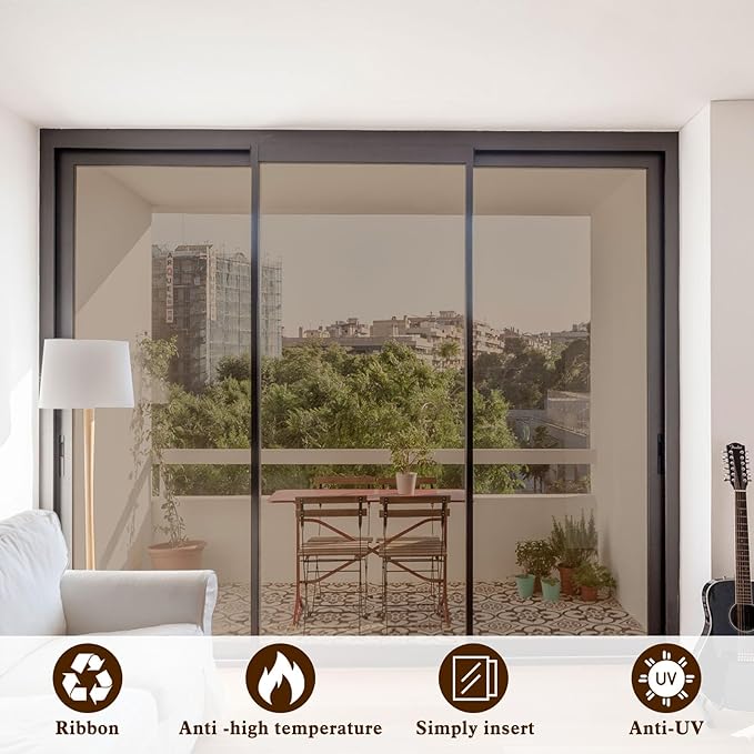 Window Privacy Film One Way Daytime Mirror Tint Treatments UV Heat Control Vinyl Stickers Sun Block Glass Paper Door Covering Reflective 35.4 Inch x 6.5 Feet Brown Silver
