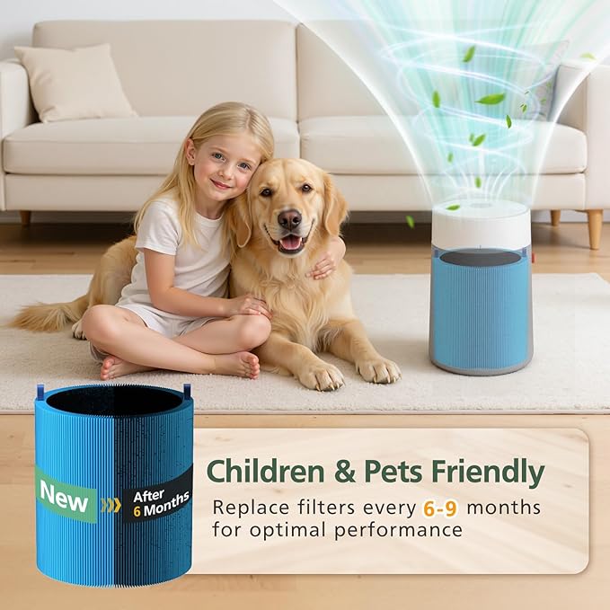 2 Pack 311i Max A11ergenBlock Replacement Filter Compatible with Blueair Blue Pure 311i Max Air Purifiers, HEPA and Activated Carbon Filter, Blue Pure F3MAX
