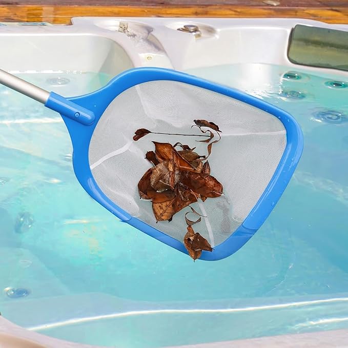Hot Tub Skimmer Spa Net with 12'' Aluminum Pole Ultra Fine Mesh Net Handy Leaf Skimmer for Small Above Ground Pools Pick Up Fine Debris Lightweight Net