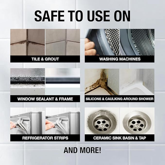 GlassGuard Miracle Mold Stain Remover Stain Gel – Heavy Duty Cleaning Gel for Grouts, Ceramic, Glass, Silicone, Caulk & More – Washing Machine Cleaner Front Loader (300 ml / 10 oz)