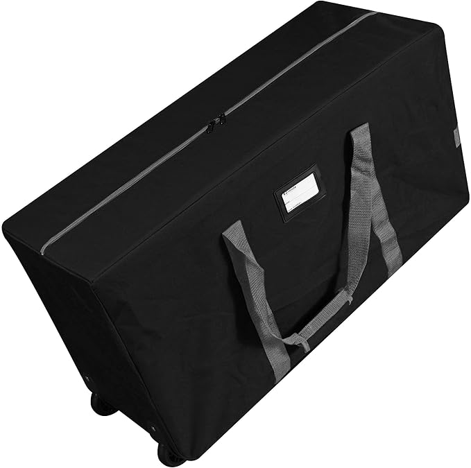 ProPik Rolling Christmas Tree Storage Bag, Fits Up to 7.5 Ft. Tall Disassembled Holiday Tree, 22" x 16" x 50", Large Heavy Duty Xmas Storage Container with 2 Wheels & Handles, 600D Oxford (Black)