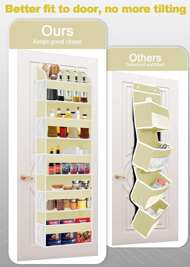 TAHAVICE 1 Pack Over The Door Storage Organizer with 5 Pockets 10 Mesh Pockets, 44 lbs Weight Capacity Door Hanging Organizers and Storage for Bedroom,Bathroom,Nursery,Kidroom,Babyroom