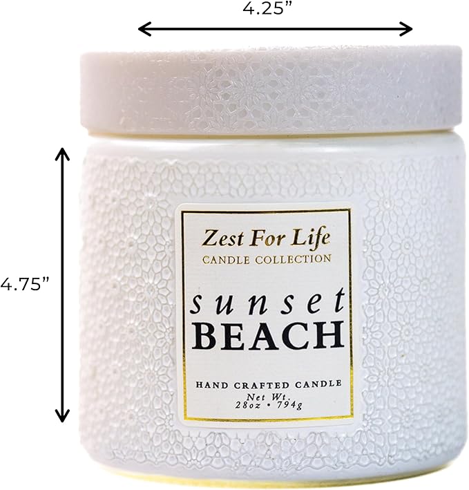 A Cheerful Giver - 28oz Large Scented Candle Jar with Lid- Zest for Life - 130 Hours of Burn Time, Gift for Women (Large, Sunset Beach)
