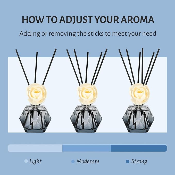 Brakula Reed Diffuser Set, 6.09 fl oz (180 ml)-Eucalyptus & Wild Mint with 8 Reed Sticks, Home Fragrance Reed Diffuser for Bathroom Shelf Decor