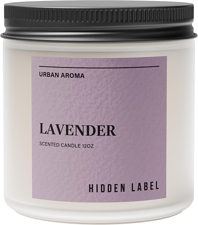 Hidden Label Lavender Scented Candle, 12oz 2 Wick Natural Candles Soy Non Toxic, Clean Burning Long Lasting Aromatherapy for Home Scented | Gifts | Décor,Premium Scents for Relaxation & Stress Relief