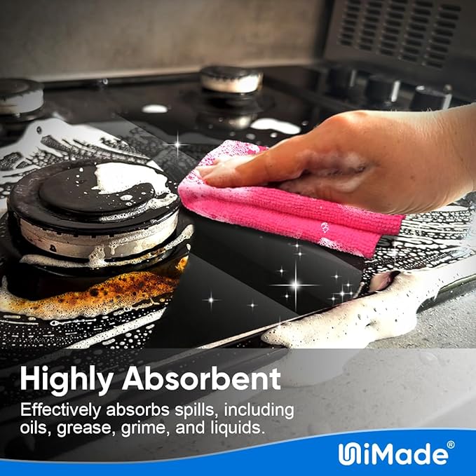 UNIMADE Microfiber Cleaning Cloth, 50PK Reusable Shop Rags Bulk Microfiber Cleaning Cloth Lint Free Cleaning Towels for Car Kitchen Automotive Bar Mechanic Restaurant Garage, 11.5"x11.5", Multicolor