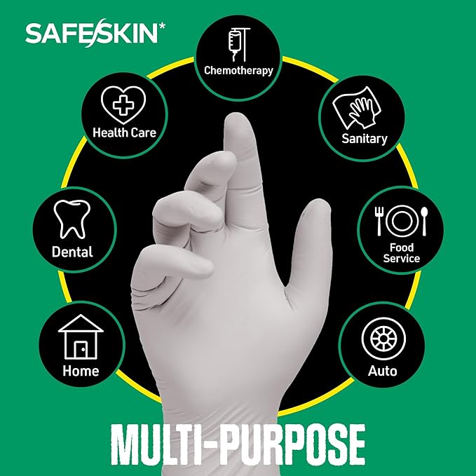 SAFESKIN Nitrile Exam Gloves Disposable - 3.5 Mil, Gray, Powder Free Gloves for Medical, Dental, Cleaning, Cooking