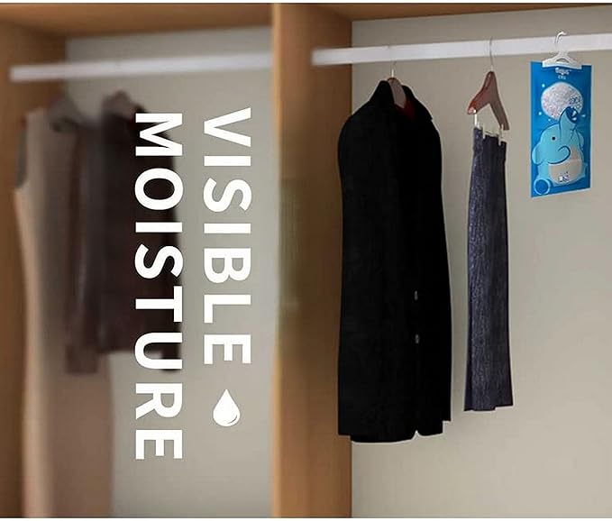 Bagus Hanging Moisture Absorber Bags (8 Pack) - Fragrance-Free Dehumidifier for Closet, Bathroom, RV, Boat & Storage Spaces, Compact Design with 12.5 Oz High-Capacity Absorption