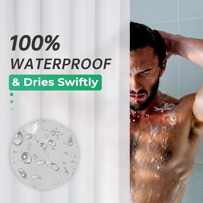 AmazerBath 78 Inch Frosted PEVA Shower Curtain - Heavy Duty with 3 Weighted Stones and 12 Rustproof Grommets