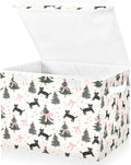 Bolaz Storage Bins with Lids and Handles,Pink Bows Cats Christmas Tree Pattern Storage Box Basket with Cover Collapsible Organizer Containers for Home Closet, Shelves