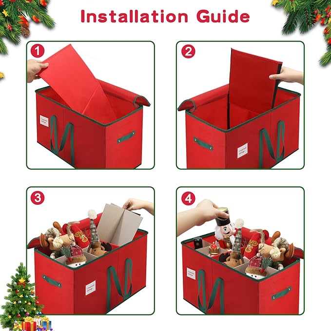 Christmas Nutcrackers Storage Box Stores 8 Figurines and Nutcrackers Sized 15 Inches, Holiday Nutcrackers Organizer with Adjustable Dividers, Extra Pockets, 600D Oxford Fabirc, Durable Handle
