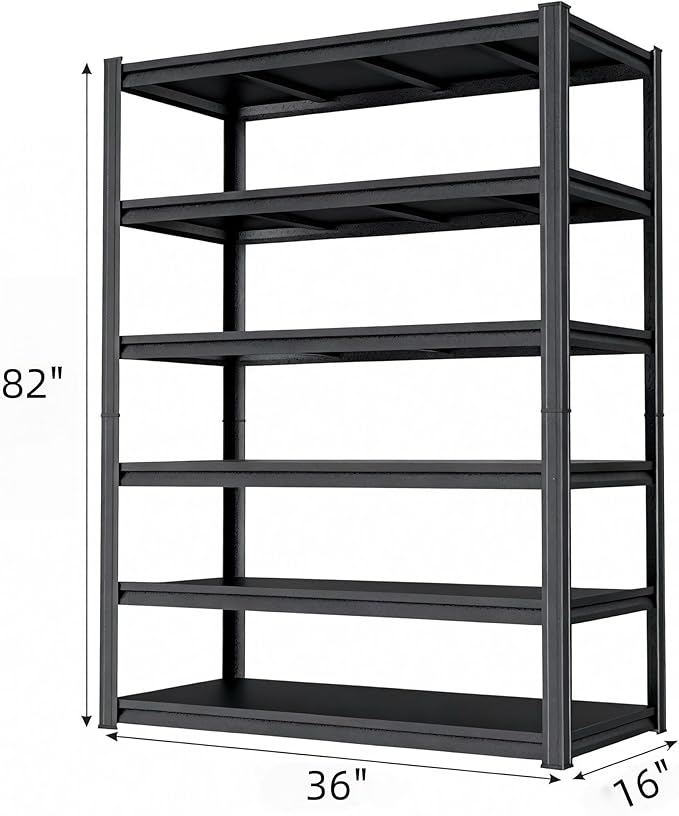 Notmise Metal Garage Shelving Unit, Heavy Duty 6-Tier Adjustable Storage Rack, Steel Shelving,2000 lbs Capacity, Industrial Shelves for Heavy Tools and Equipment (6-Tier 77.4" H × 39.4" W × 17.7" D)