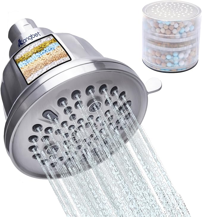 Filtered Shower Head - Water Softener Shower Head | Shower Filter for Hard Water To Remove Impurities for Healthier Scalp, Skin Hair(4.7 Inch Brushed Nickel)