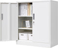 CJF Pantry Cabinet, Metal Storage Cabinets with Shelves and Doors, Steel Locking Cabinet for Kitchen Storage, Home Office, Garage, Utility Room and Basement, 36.2" H x 31.5" W x 15.7" D (White)
