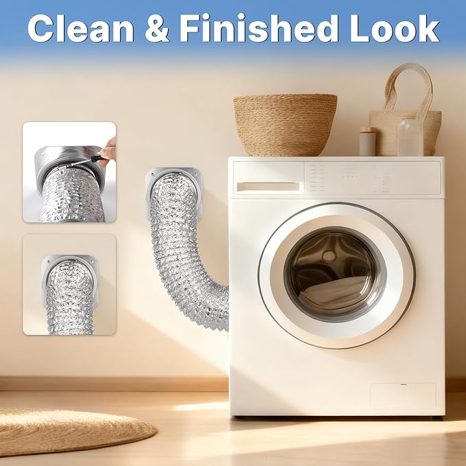 Magnetic Dryer Vent Connector Kit, DV180 Airtight Seal Coupling, Strong Magnet Quick Connection Self-Alignment Easy to Clean Included a 3ft 4" Duct & 2 Clamps