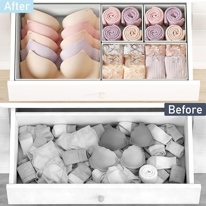 DIMJ Drawer Organizer Clothes Storage - 21 Pack Baby Dresser Organizer for Nursery Closet Organization, Fabric Drawer Organizer Bins for Underwears Socks Bras, Foldable Storage Dividers for Bedroom