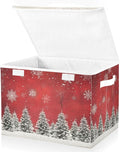 senya Christmas Baskets Collapsible Storage Bins with Lids, Christmas Trees Snowflakes Print Storage Boxes Clothes Baskets for Organizing, B06D22020