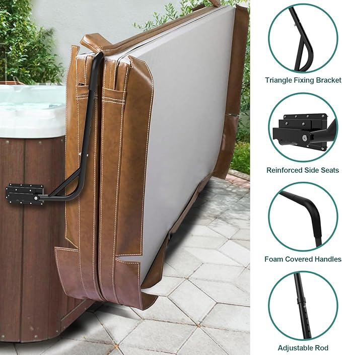 Spa Cover Lifts, Hot Tub Cover Lift &Pivot Top Mount Spa Removal System Reinforced Bracket, Hot Tub Cover Lifter fits Most Hot Tub Sizes Spa Cover Lift