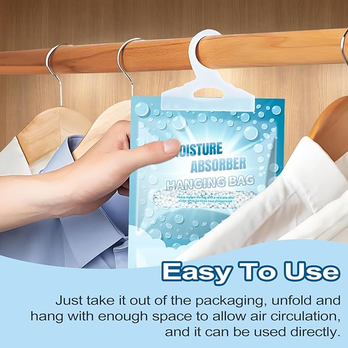 Corodo Moisture Absorbers Packets - Hanging Moisture Absorbers Dehumidifier Bags for Closet Bathroom Kitchen, Fragrance Free Humidity Absorber Packs, Removes Moisture & Odors, 12 Pack