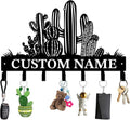 Personalized Custom Name Cactus Wall Keys Hooks,Metal Cactus Art Clothes Hooks,Metal Cactus Lover Wall Home Storage Decorative,For Front Door, Hallway, Kitchen, Bedroom,Keys,Hats (Style B)