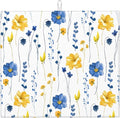 Navy Blue Yellow Flower Dish Drying Mat for Kitchen Counter Watercolor Floral Decorative Dish Drainer Rack Mats 16"x18" Absorbent Reversible Drying Pad