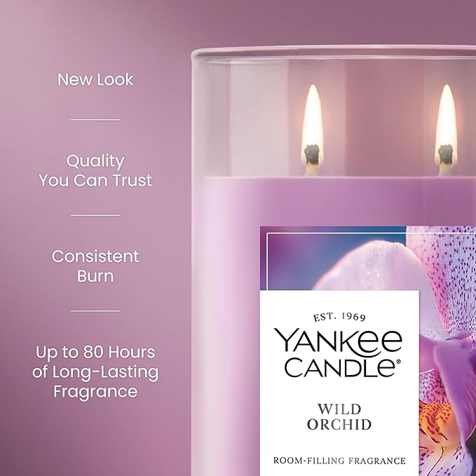 Yankee Candle Large Tumbler Scented Candle with up to 80 Hour Burn Time, Premium Plant Wax Blend for Consistent Burn, 20 oz Tumbler Candle with Room Filling Fragrance, Wild Orchid