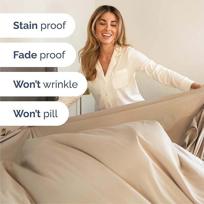 Cal King 6 Piece Sheet Set - Comfy Breathable & Cooling - Ultra-Soft Hotel Luxury Bedding Set with 8-16 Inch Deep Pockets - 1 Flat & 1 Fitted Sheet & 4 Pillowcases - Wrinkle Free & Easy Care - Cream