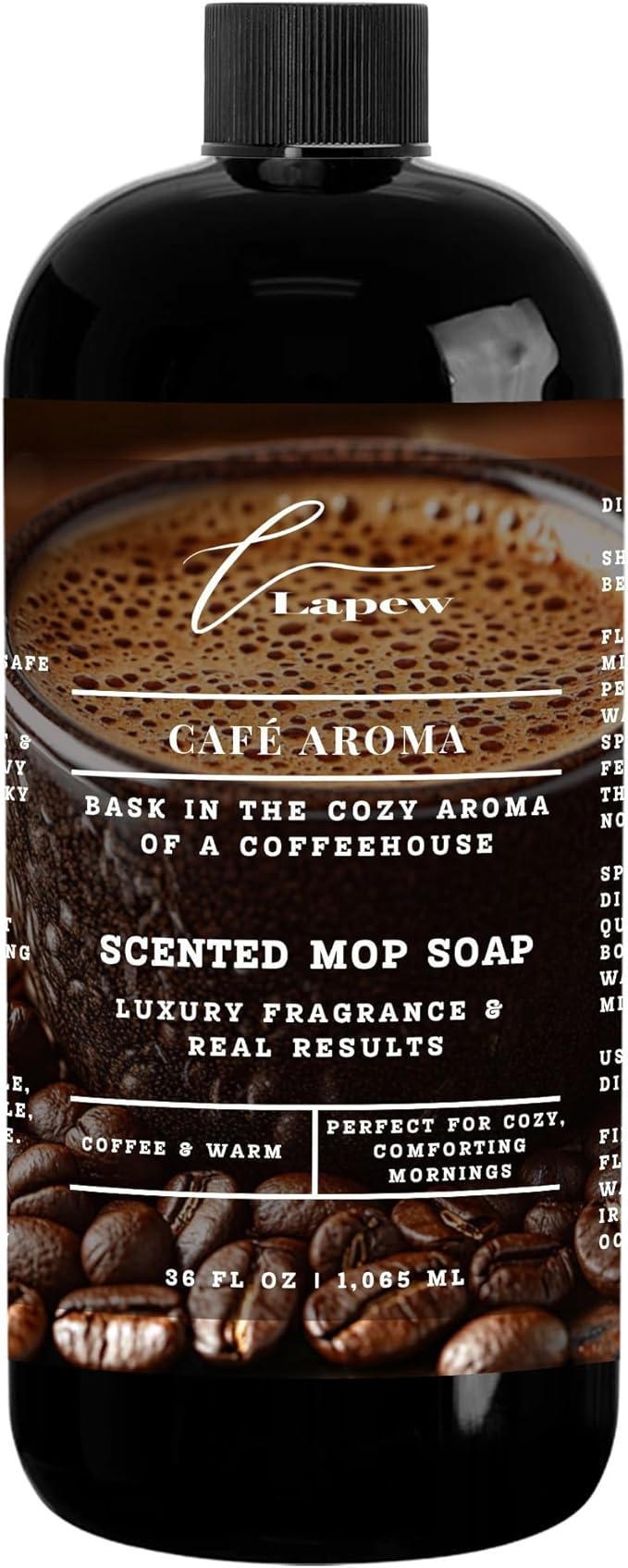 Lapew Café Aroma Scented Mop Soap Concentrate 36 oz | Premium Fragranced Floor Cleaner | Streak-Free | Hard Floor Cleaning Solution | Eco Friendly | Made in USA