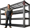 SKZNSA 68" Wide Heavy Duty Garage Shelving Units, 4-Tier Deep Storage Shelves,Black Metal Garage Shelves,Steel Shelf,Large Storage Rack,Industrial Shelving for Shop, 68" W x 20" D x 68" H, 2 Pack