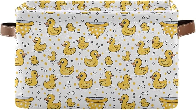 ALAZA Yellow Duck Stylish Foldable Storage Box Storage Basket Organizer Bins with Handles for Shelf Closet Living Room Bedroom Home Office 2 Pack