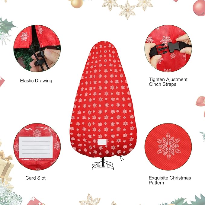 Upright Christmas Tree Storage Cover,Tear Resistant Adjustable Christmas Tree Storage Bag for 9 Foot Assembled Tree Standing with Ornaments,Christmas Tree Cover with Zipper, Dustproof