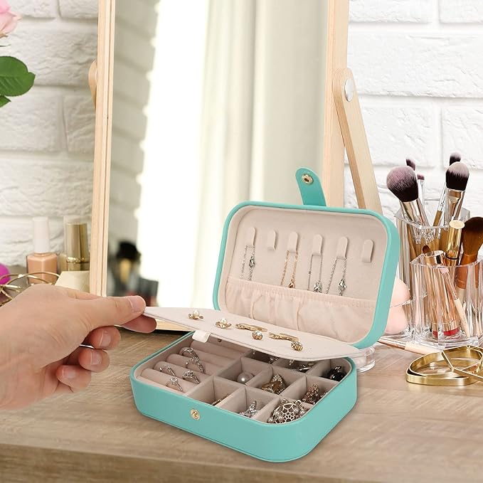 Jewelry Box, Travel Jewelry Organizer Case Small Jewelry Storage and Organizers Craft Containers Travel Mini Organizer/GREEN