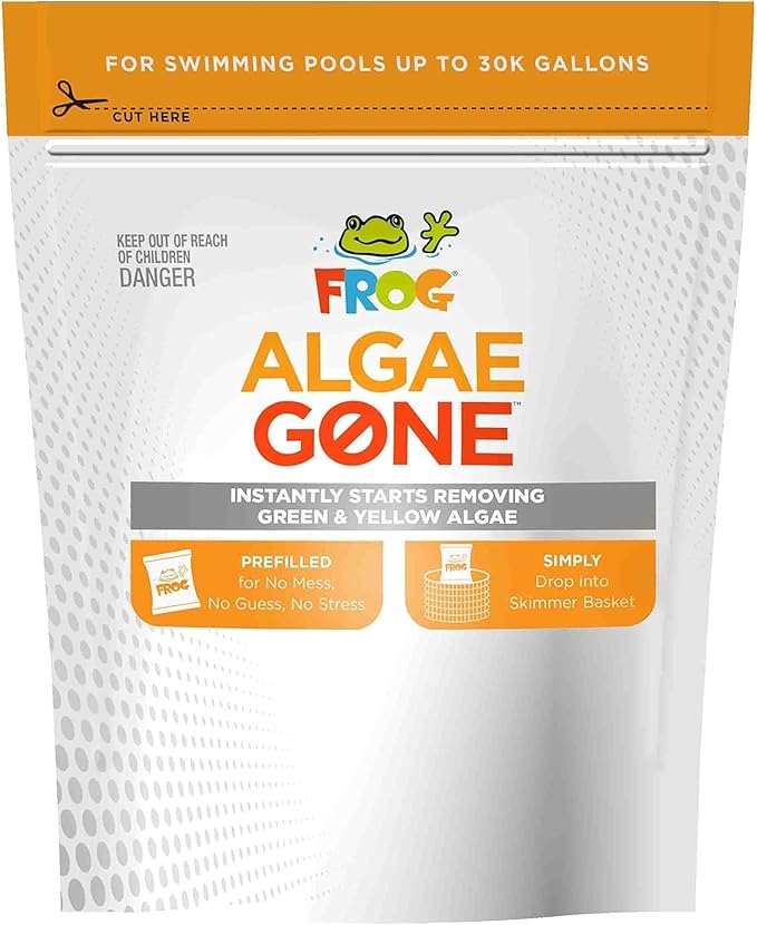 FROG Algae Gone - Dry Formula Algaecide Removes Green and Yellow Algae for Pools up to 30,000 Gallons - Pool Maintenance & Treatment - 3 Pods