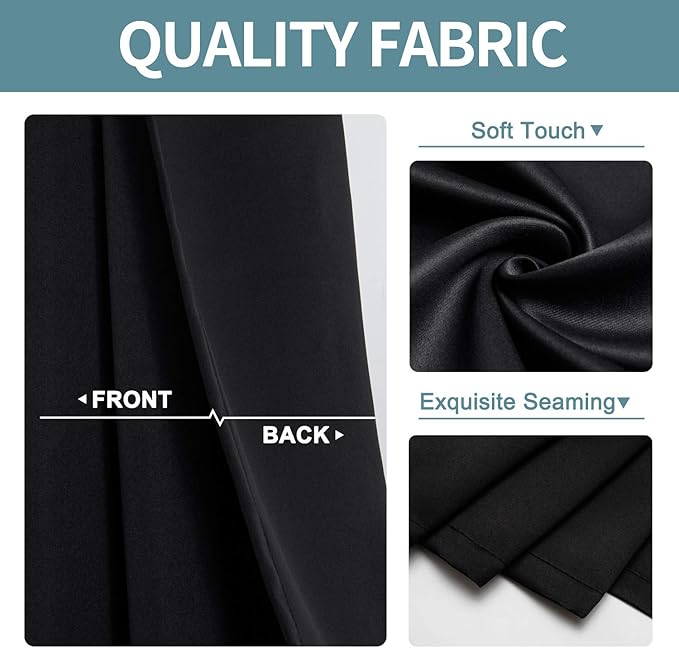 ChrisDowa Blackout Curtains 72 inches Long for Bedroom - Grommet Thermal Insulated Room Darkening Curtains for Living Room (1 Panel, Black, 42 x 72 Inch)