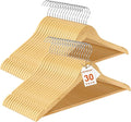HOUSE DAY Premium Wooden Coat Hangers 30 Pack, Heavy Duty Solid Wood Clothes Hangers with 360° Swivel Hook & Pant Bar for Jackets, Dress, Shirts, Natural Wood Suit Hanger for Closet Organizer