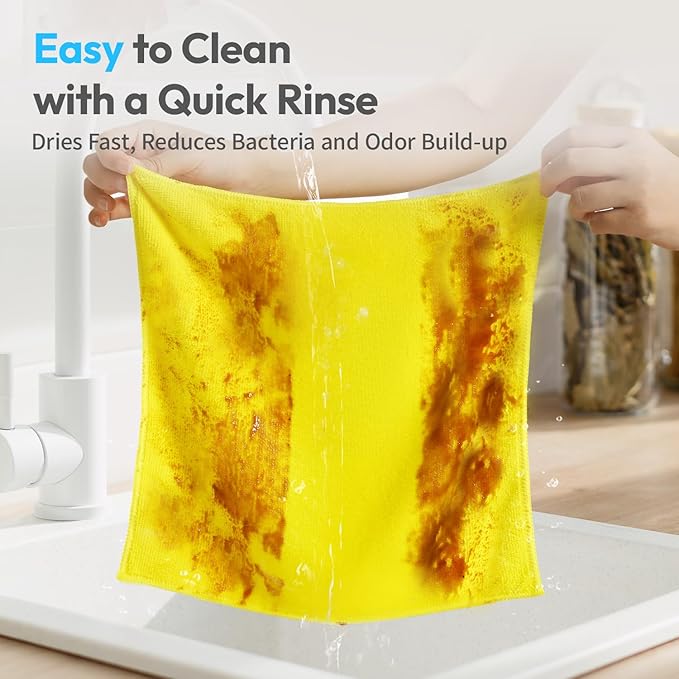 Tekswip Microfiber Cleaning Cloth 12"X12" 24 Pack Colour Lint Free Microfiber Towels for Cars-Extra Thick, Streak-Free, Fast Absorbent - Reusable Multi-Purpose Housekeeping Rags for Cars