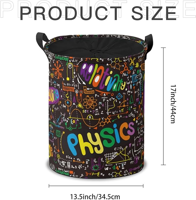 Storage Baskets- Black Formula Pattern Foldable Laundry Hamper Fabric Organizer Storage Bins with Handles for Shelves, Closet, Nursery, Laundry, Toys