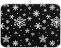 Winter Snowflake Black Dish Drying Mat for Kitchen Christmas Snowflake Xmas Microfiber Drying Mats Absorbent Reversible Dish Pad Medium Dish Draining Mat 16x18 inch
