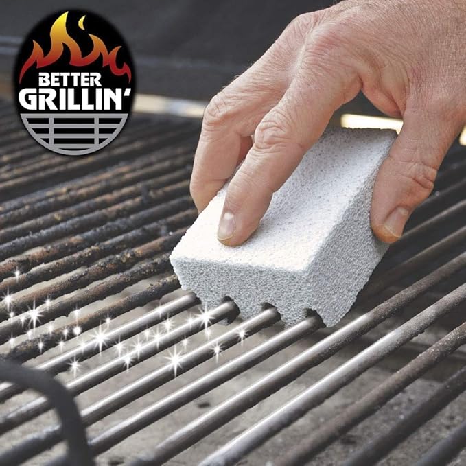 Better Grillin Scrubbin Stone Grill Cleaner-Scouring Brick/Barbecue Grill Brush/Barbecue Cleaner for BBQ, Griddle, 3pk