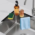 HANZENMA Triangular Sink Rack, Multi-Functional Rack Above The countertop, Foldable Sink Drying mat, Heat-Resistant, Non-Slip, and Rust-Proof Dish Rack (Black)